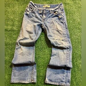 BKE Women's Light Blue Boyfriend Jeans Distressed Denim